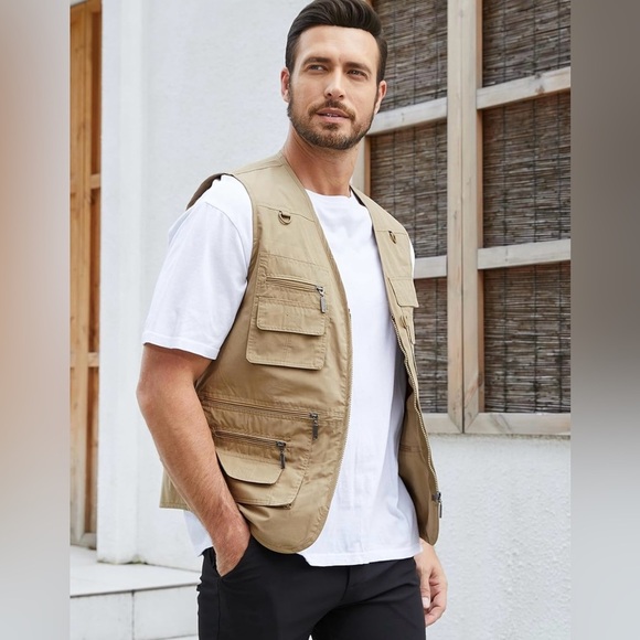 Men's Tan Utility Vest Size M - Picture 3 of 4